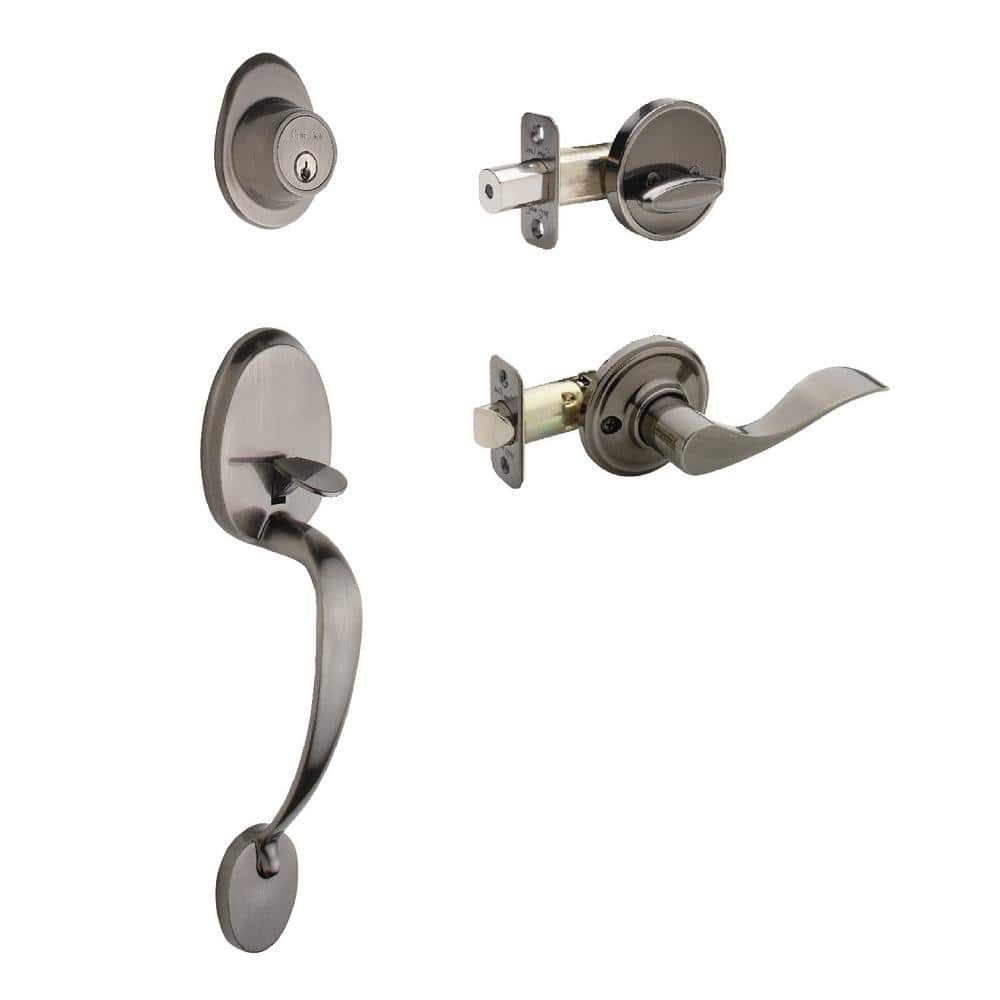 Copper Creek Colonial Antique Nickel Door Handleset and Waverlie Handle Trim (1)