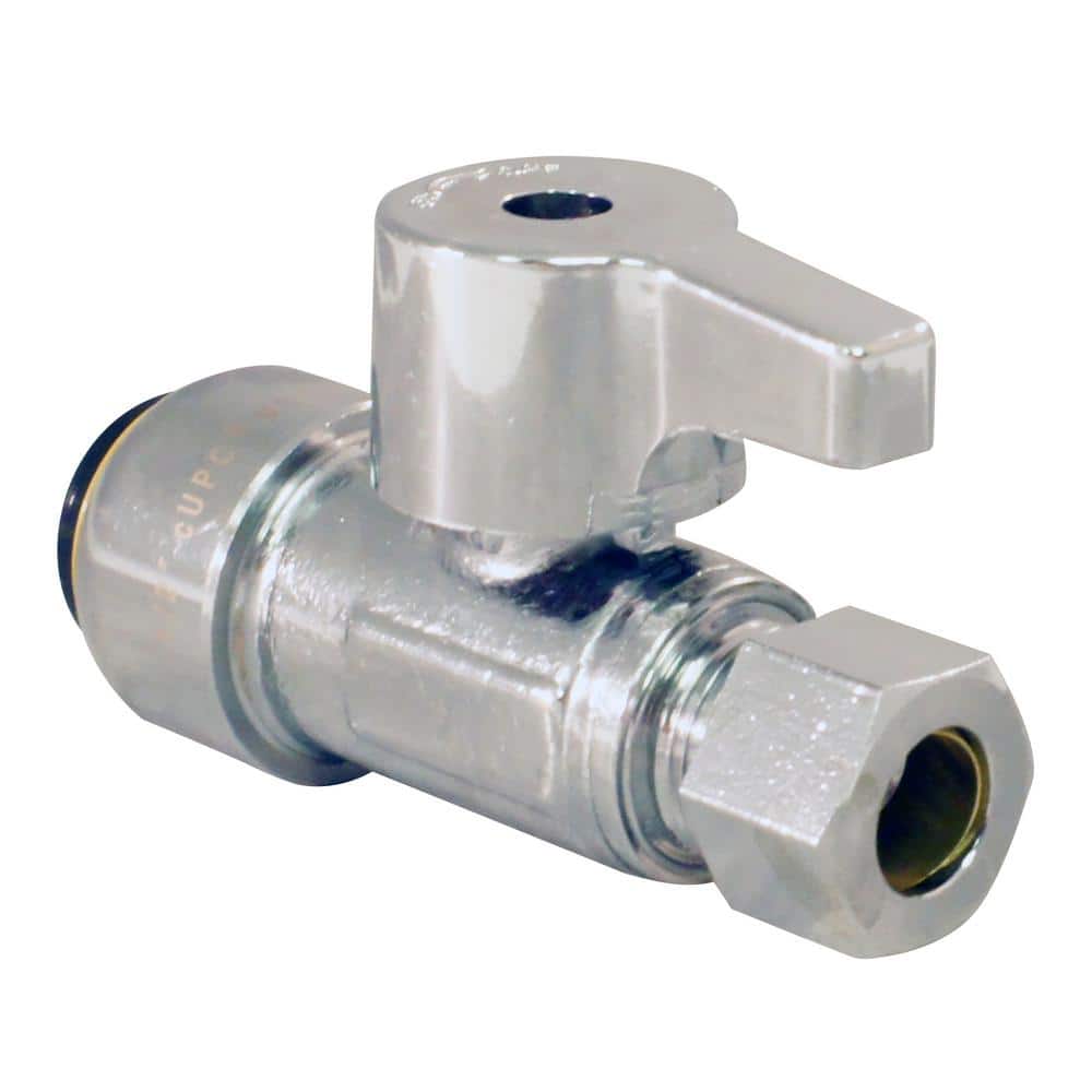 Tectite . Chrome-Plated Brass Push-to-Connect 3/8 in. Compression Quarter-Turn Stop Valve (3)