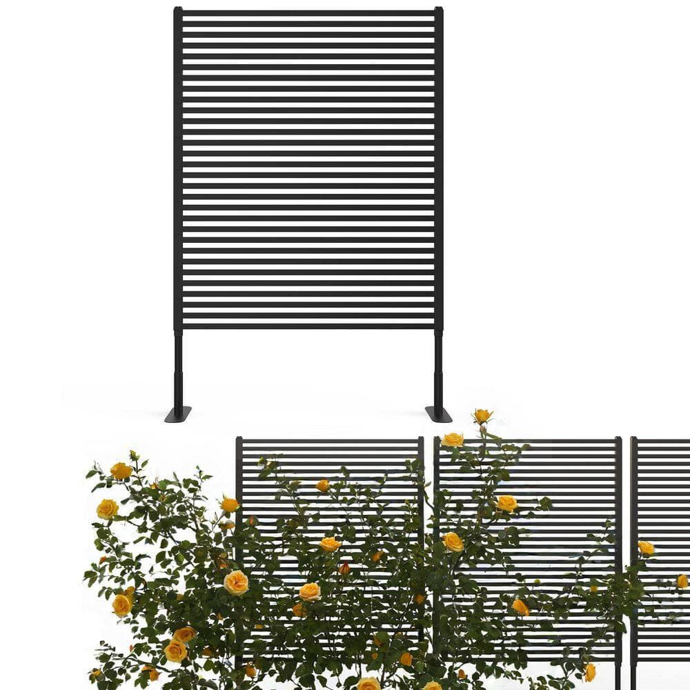 Unbranded Brown Metal Iron Outdoor Privacy Screen, Decorative Fence for Balcony, Yard, Garden, Patio (3)