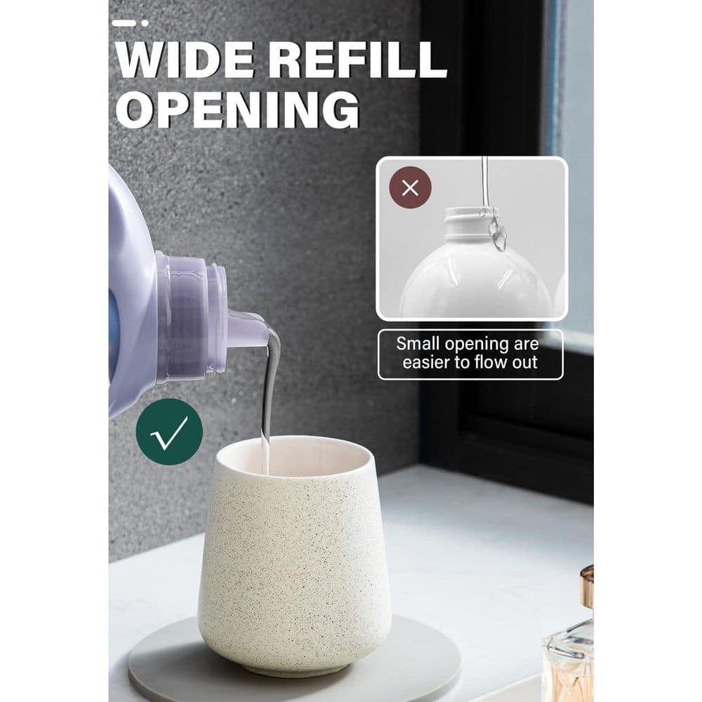 Wudkey Speckled Matte Beige Ceramic Foaming Soap and Lotion Dispenser with Removable Grey Pump (3)