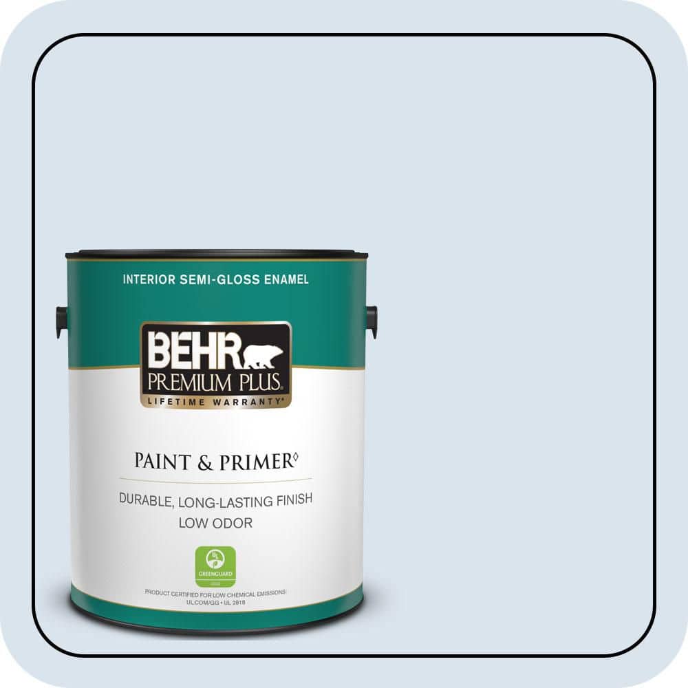 BEHR PREMIUM PLUS 1 gal. #590A-1 Icelandic Semi-Gloss Enamel Low Odor Interior Paint & Primer