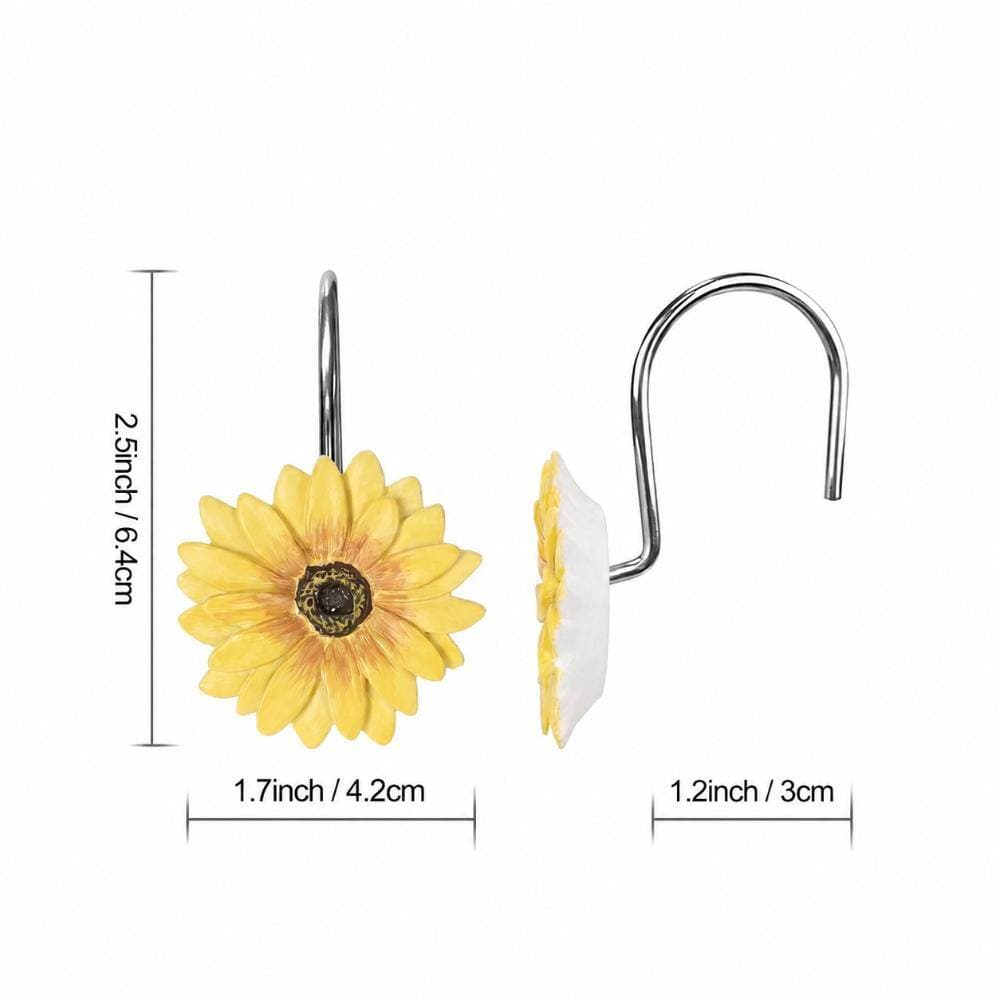 Unbranded Resin Sunflower Shower Curtain Hooks, Home Decor Rings for Bathroom, Set of 12, Summer Floral Decorative (3)