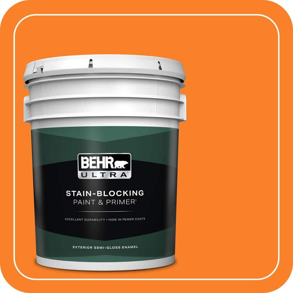 BEHR ULTRA 5 gal. #S-G-270 Summer Citrus Semi-Gloss Enamel Exterior Paint & Primer