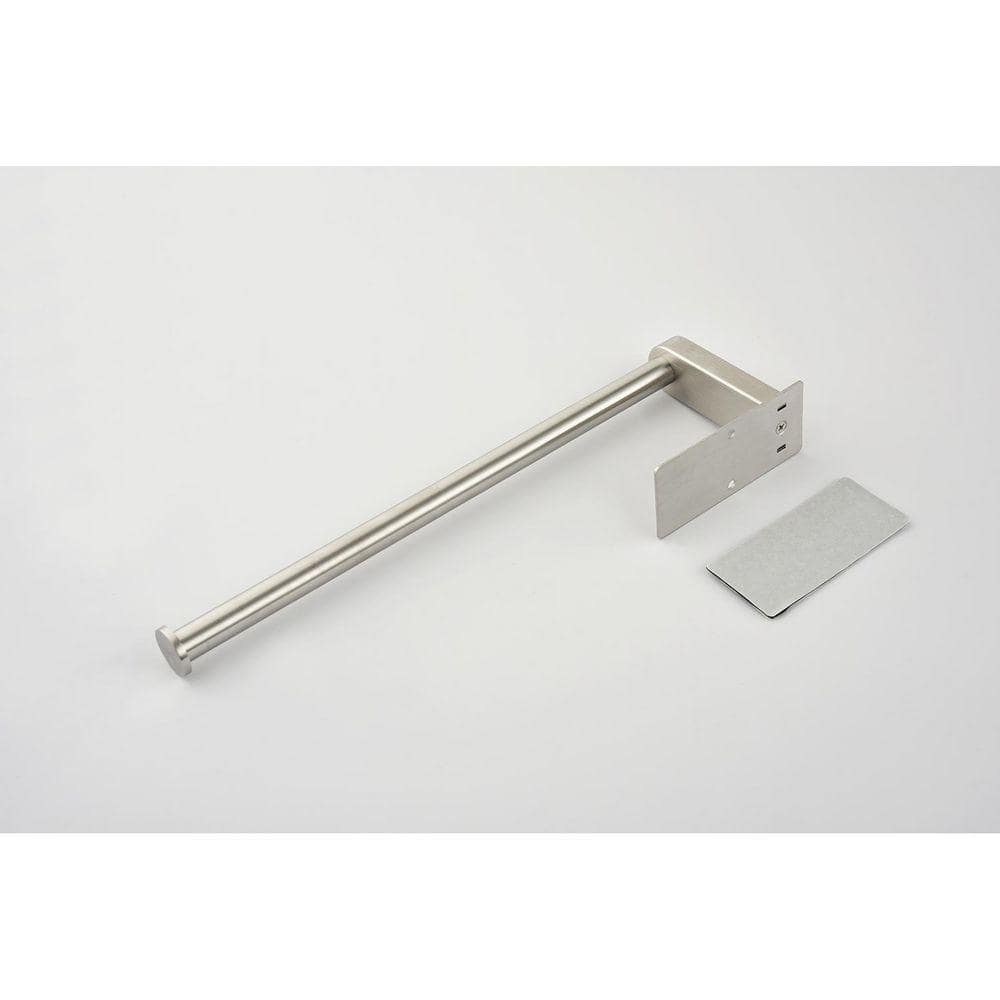 Flynama Double Wall Mount Towel Holders in Brushed Nickel, Self-Adhesive or Drilled Paper Towel Holder Under Cabinet (3)