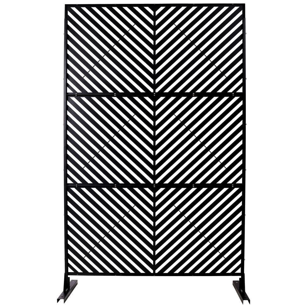 Kahomvis 6.3 ft. x 4 ft. Black Outdoor Steel Decorative Privacy Screen, Indoor Metal Privacy Fence Panel (1)
