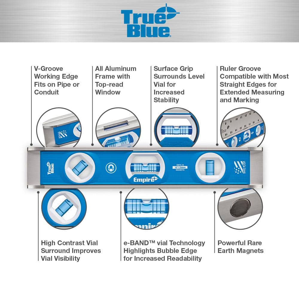 Empire True Blue 10 in. Rare Earth Magnetic Torpedo with Dual Vari-Pitch (2)