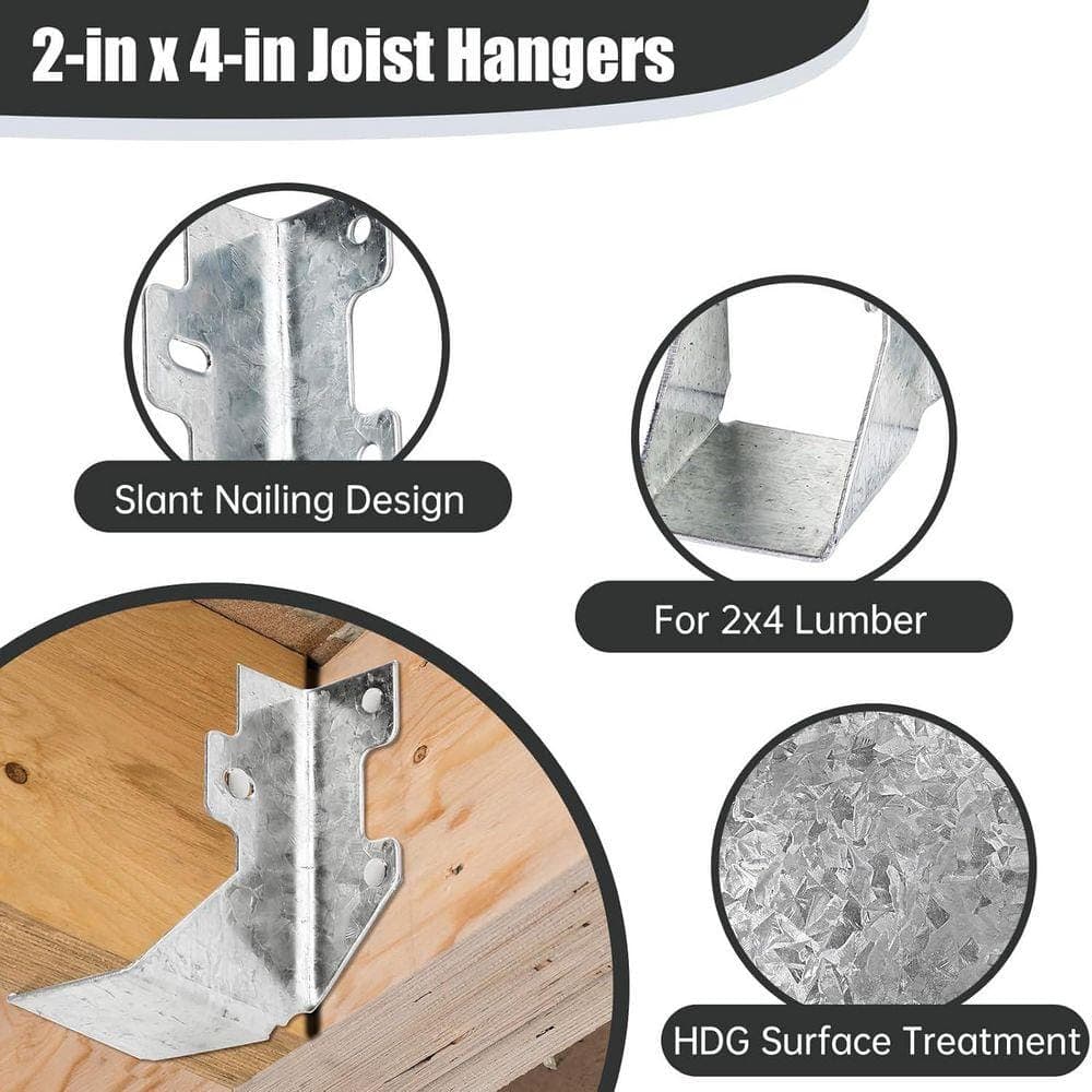 KIWDZFU 2x4 Joist Hanger 18-Gauge Galvanized Steel Nail Plate Corrosion Resistant Face-Mount Bracket 10-Pack (3)