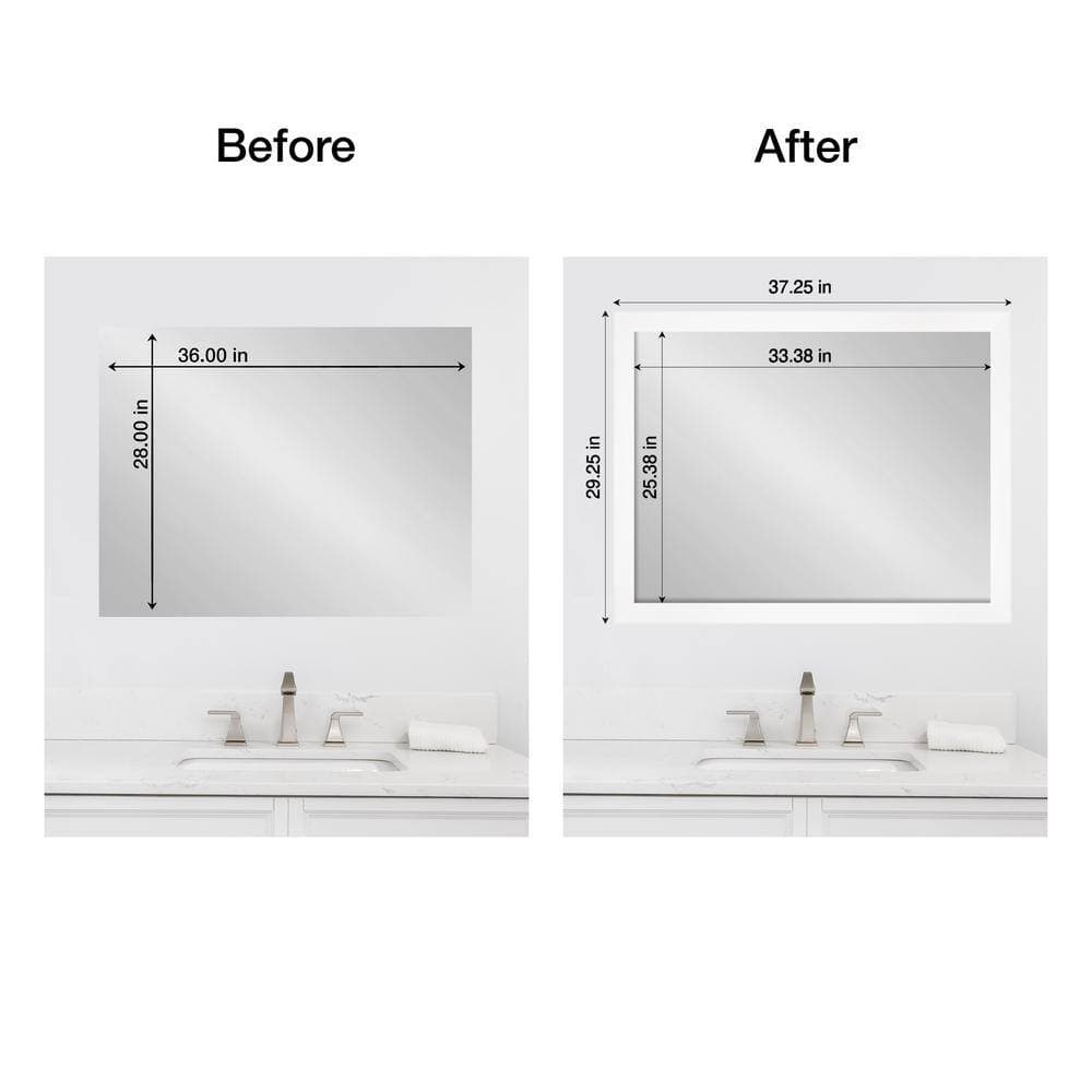 Amanti Art Mirror Makeover Cabinet White Narrow 29.25 in. W x 37.25 in. H Bathroom Mirror Frame Border Kit-Fits a 28x36 Mirror (2)