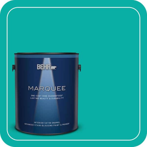 BEHR MARQUEE 1 gal. #490B-5 Cozumel Satin Enamel Interior Paint & Primer (2)