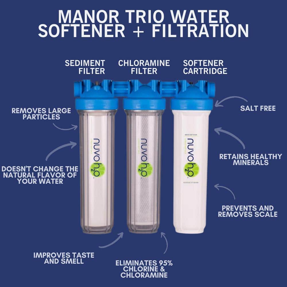NuvoH2O Manor Trio Water Whole House Water Softener Plus Sediment and Chloramine Filtration System (2)