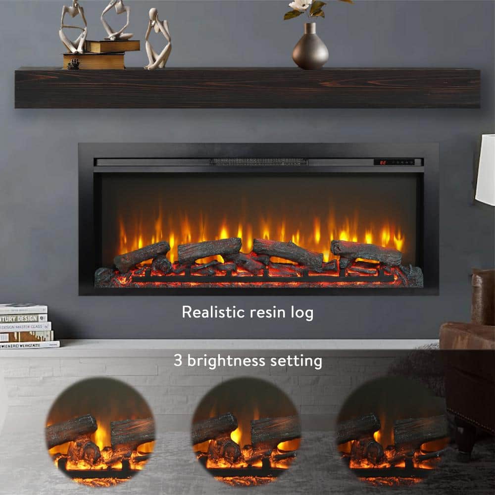 Tidoin 44 in. Direct Vent Electric Wall Fireplace Insert with Remote Control and LED Screen (3)