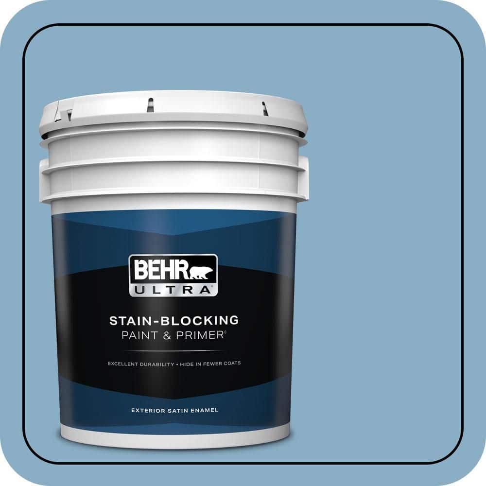 BEHR ULTRA 5 gal. #S500-4 Chilly Blue Satin Enamel Exterior Paint & Primer