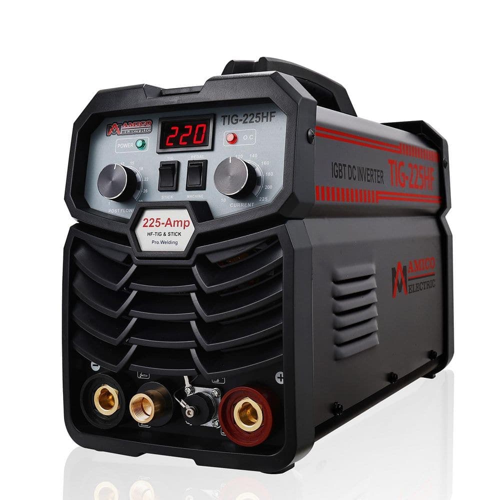 AMICO POWER 225-Amp Pro. HF-TIG Arc Stick DC Inverter Welder, 100% Start, 80% Duty Cycle, 100-Volt to 250-Volt Wide Voltage Welding