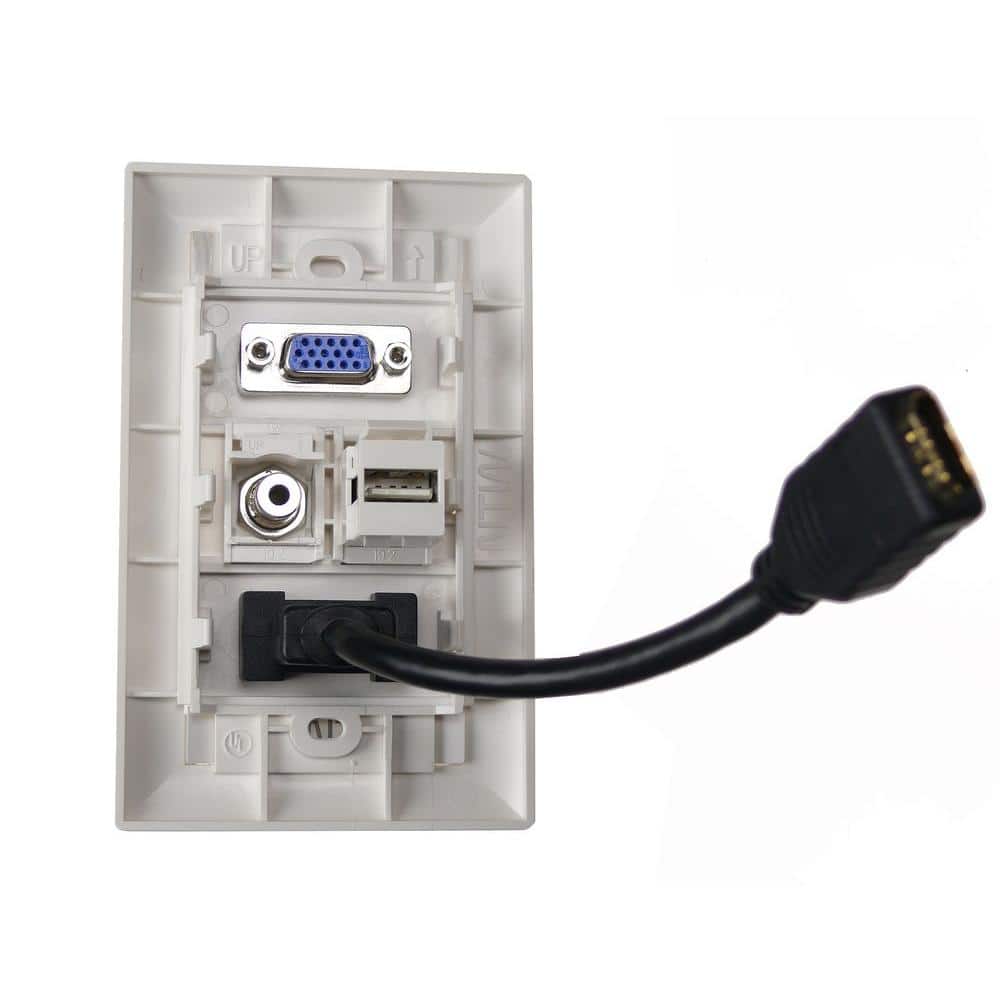 NTW White 1-Gang Audio/Video;VGA;1-HDMI/1-Data/1-Audio, HDMI, Audio, Video, Brush Plate Wall Plate (1-Pack) (2)
