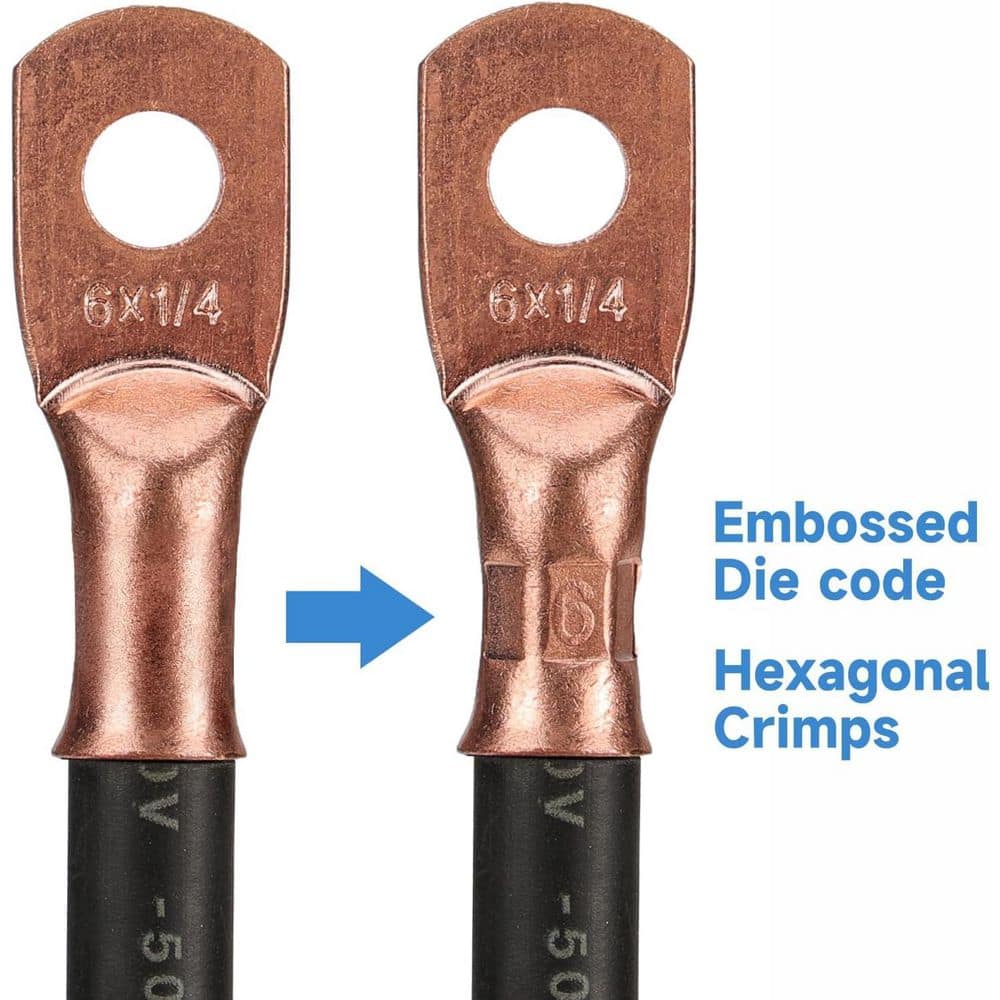 Unbranded Battery Cable Lug Crimping Tool Kit for 8-1/0 AWG, 63pcs Copper Lugs, 25pcs Heat Shrink Tubes, Wire Cutter (2)