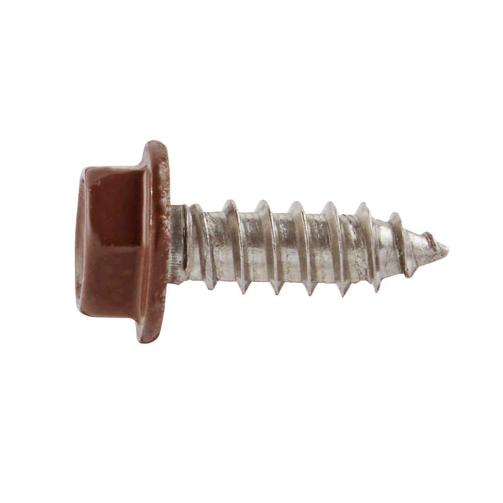 Everbilt #8 x 1/2 in. Brown Stainless Steel Hex Head Gutter Sheet Metal Screw (25-Pack) (3)