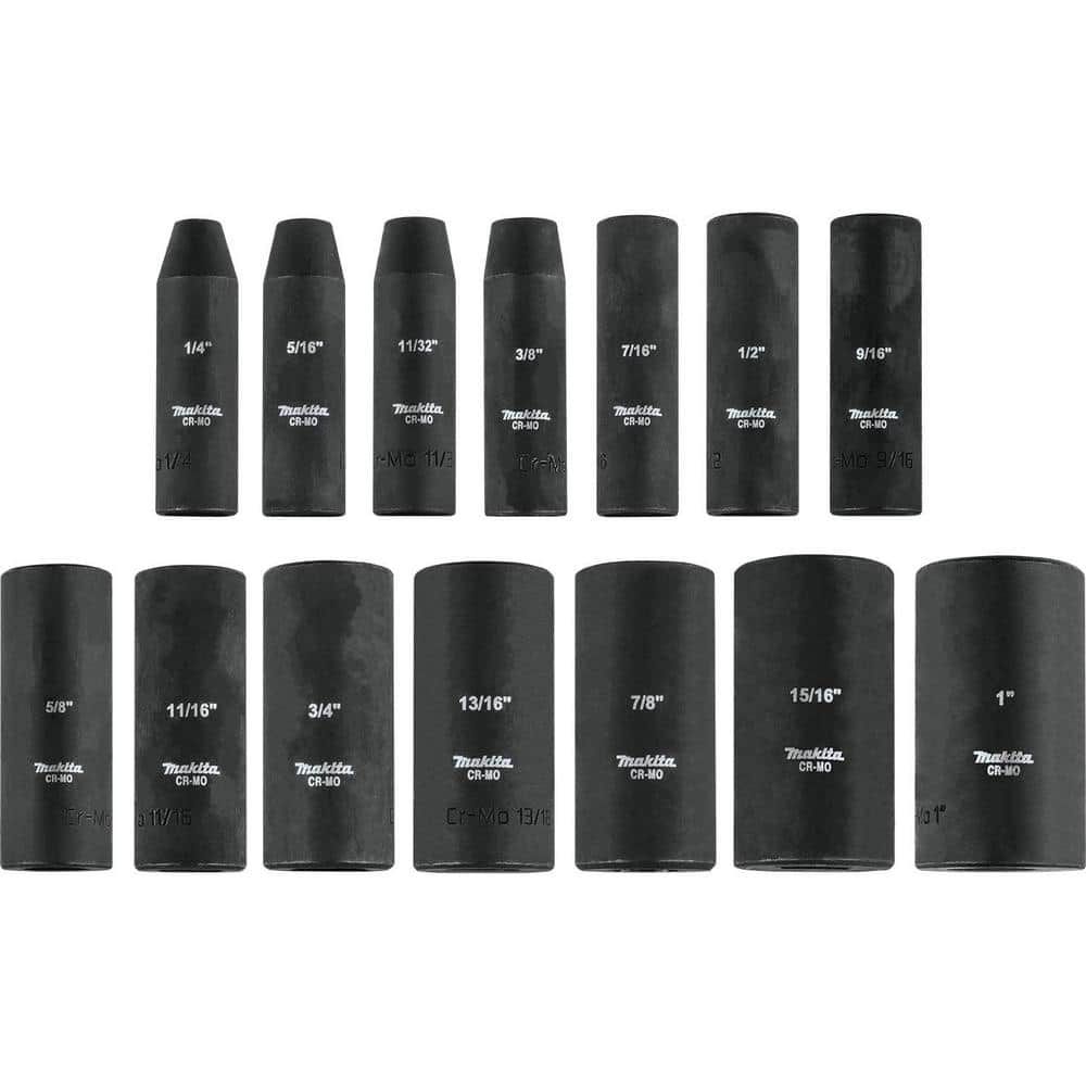 Makita 3/8 in. 6-Point Fractional Deep Impact Socket Set (14-Piece) (3)