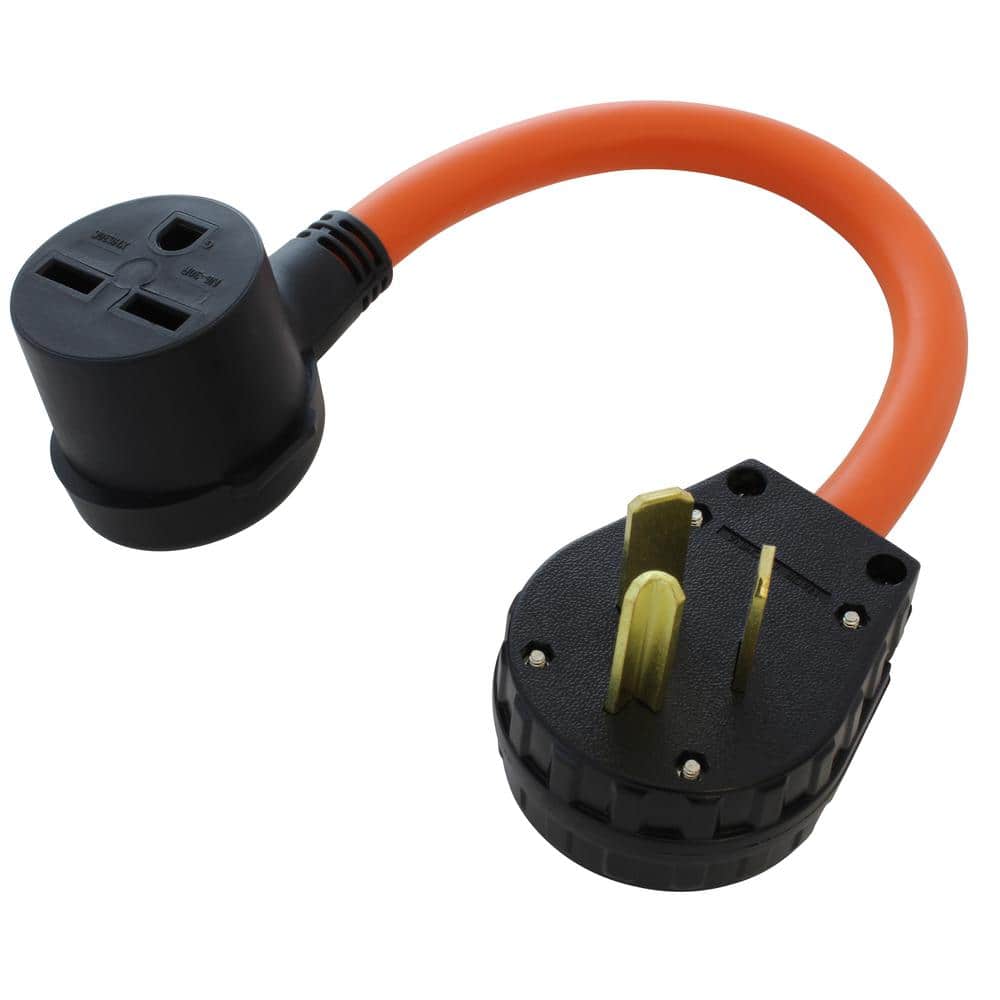 AC WORKS 1.5 ft. 10-30P 3-Prong Old Dryer Plug to 6-30R 3-Prong 30 Amp 250-Volt HVAC Female Adapter (1)