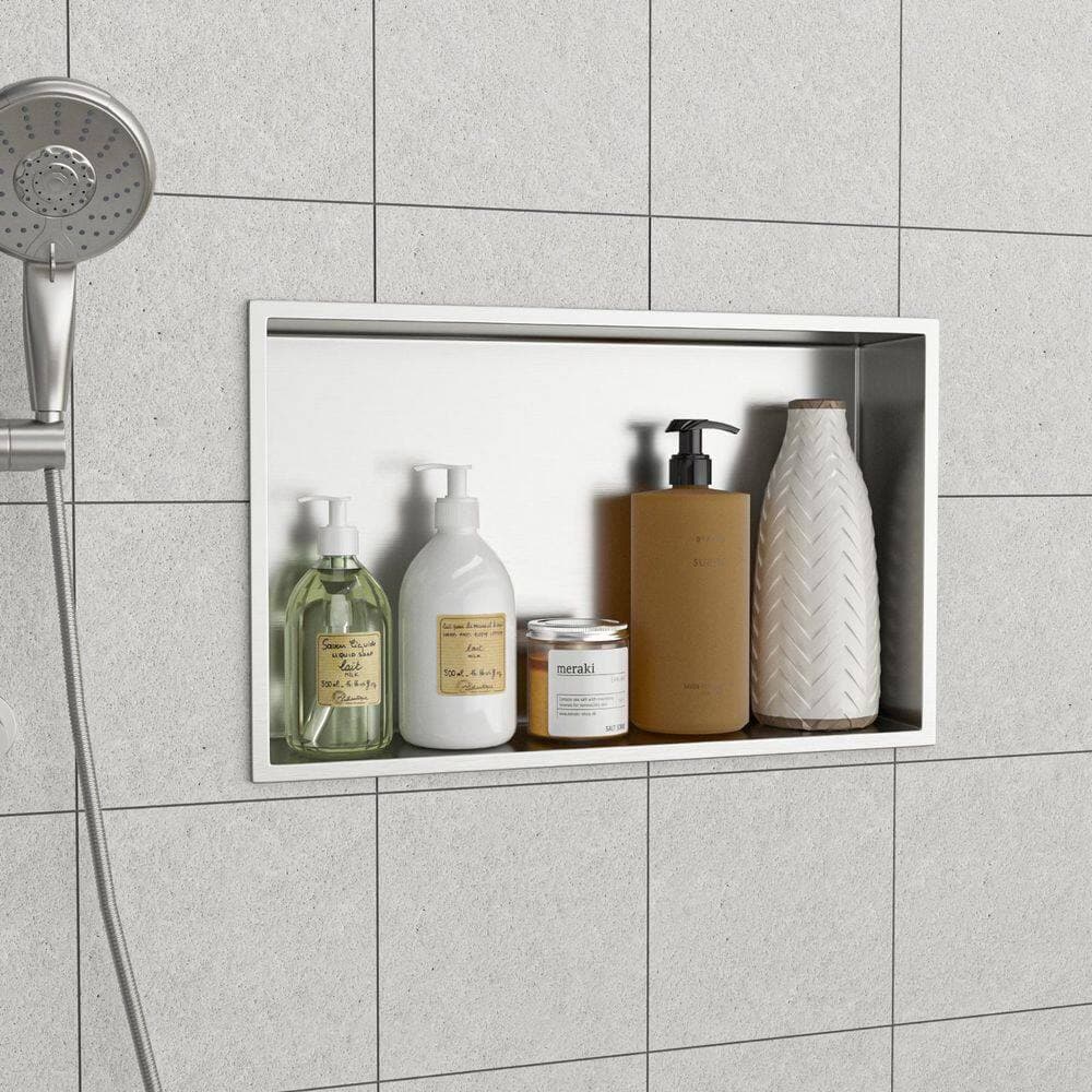 Boosicavelly 21 in. W x 13 in. H x 4 in. D Shower Niche Set of 1 Piece in Brushed Nickel (3)