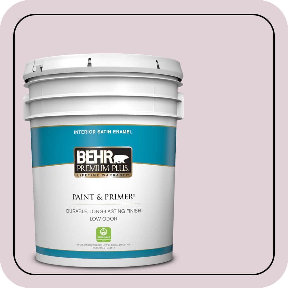 BEHR PREMIUM PLUS 5 Gal. #T15-7 Secret Blush Satin Enamel Low Odor Interior Paint & Primer