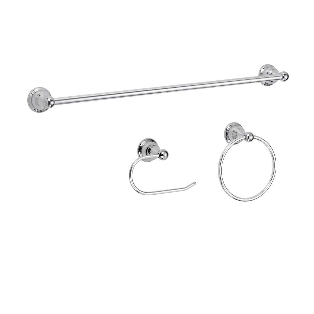 Glacier Bay Ivie Bath Hardware Set with Towel Ring, Toilet Paper Holder and Towel Bar (2)