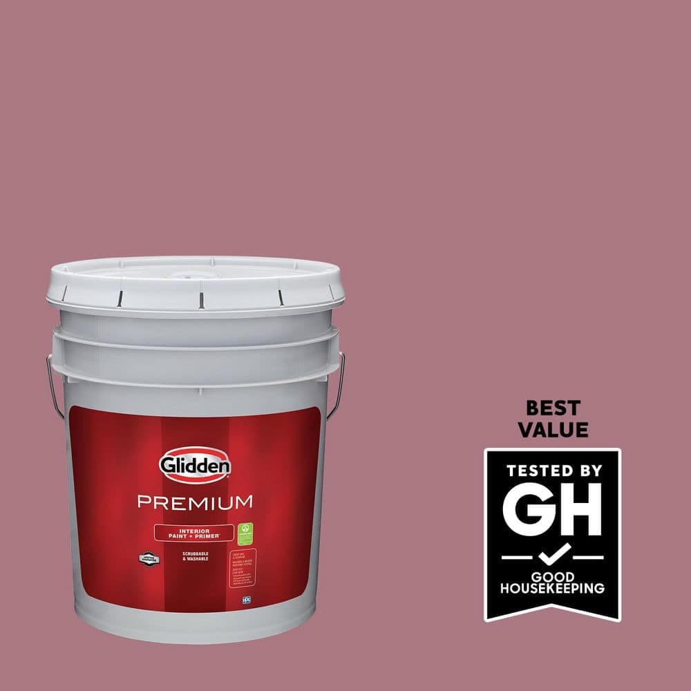 Glidden Premium 5 gal. PPG1049-5 Mauve Madness Flat Interior Paint