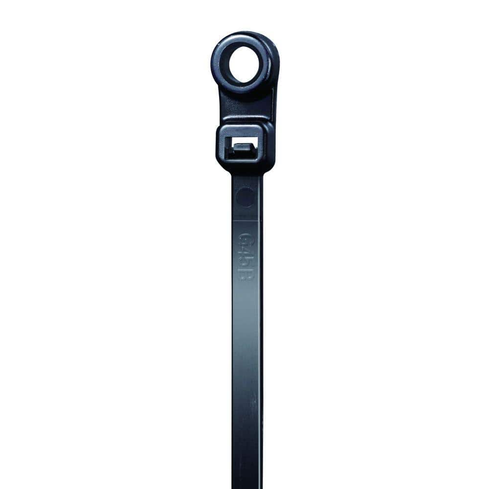 Commercial Electric 8in Mountable 75lb Tensile Strength UL 21 Rated Cable Zip Ties 100 Pack UV (Black) (2)