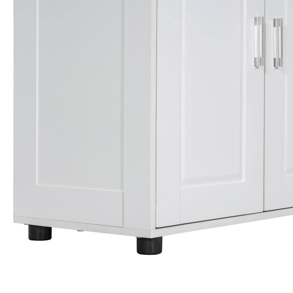 Tatahance 31.3 in. W x 15.6 in. D x 62.2 in. H White Wood Freestanding Bathroom Storage Linen Cabinet with Adjustable Shelves (3)