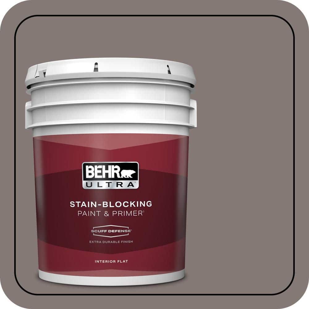BEHR ULTRA 5 gal. #N140-5 Complex Gray Extra Durable Flat Interior Paint & Primer