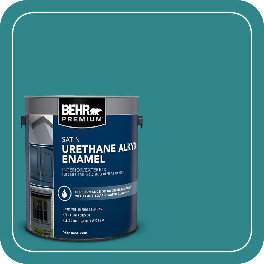 BEHR PREMIUM 1 gal. #M460-6 Thai Teal Urethane Alkyd Satin Enamel Interior/Exterior Paint (1)