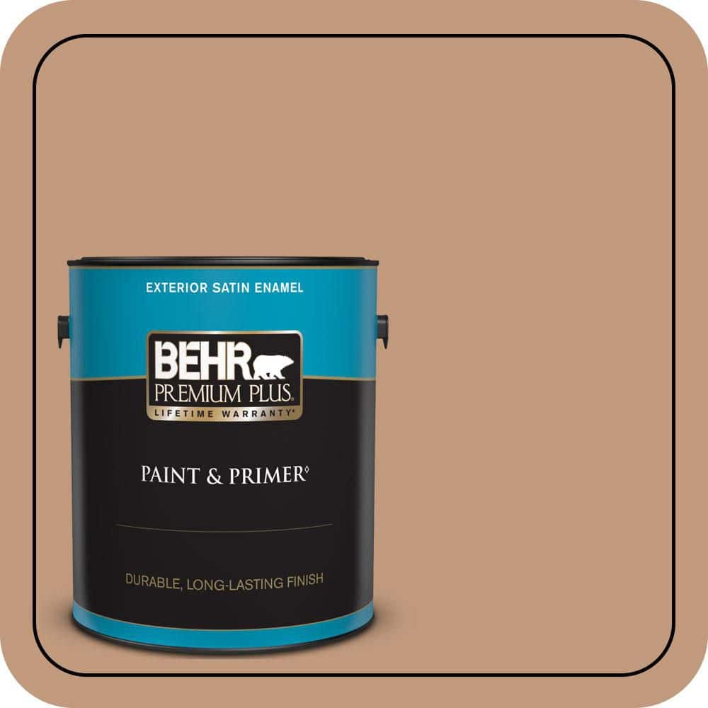 BEHR PREMIUM PLUS 1 gal. #PPU3-12 Egyptian Pyramid Satin Enamel Exterior Paint & Primer