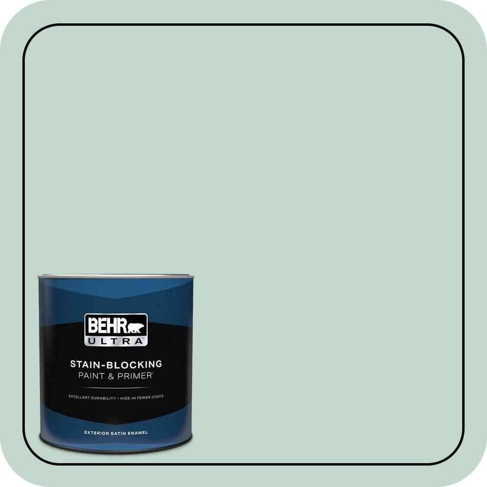 BEHR ULTRA 1 qt. #470E-3 Aqua Smoke Satin Enamel Exterior Paint & Primer