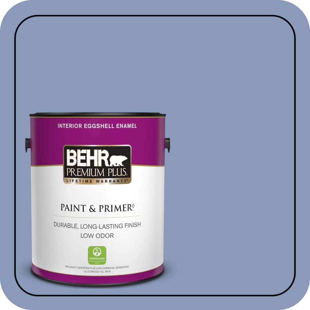 BEHR PREMIUM PLUS 1 gal. #610D-5 Blueberry Popover Eggshell Enamel Low Odor Interior Paint & Primer
