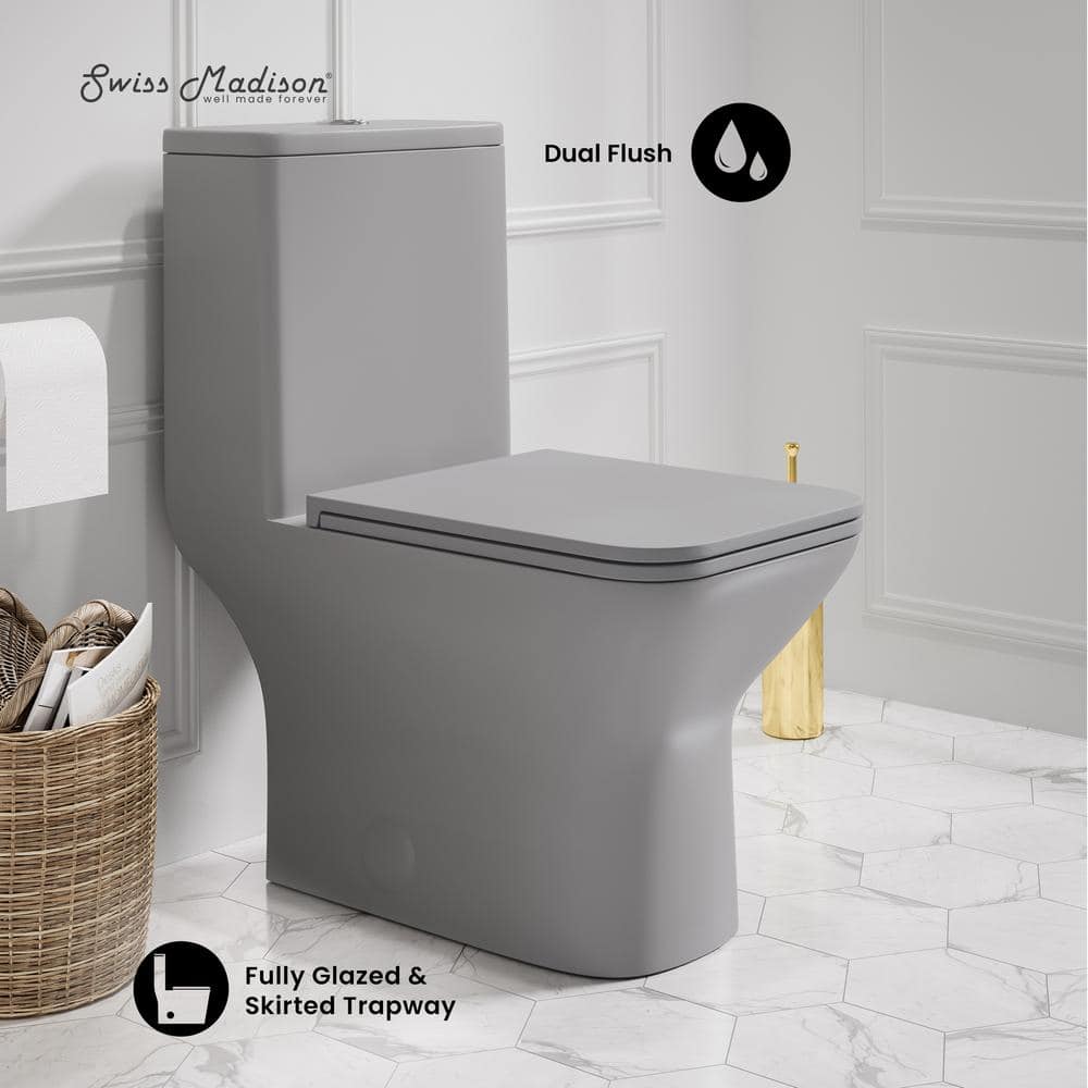 Swiss Madison Carre 1-Piece Square Toilet Dual-Flush in Matte Grey 1.1/1.6 gpf (2)