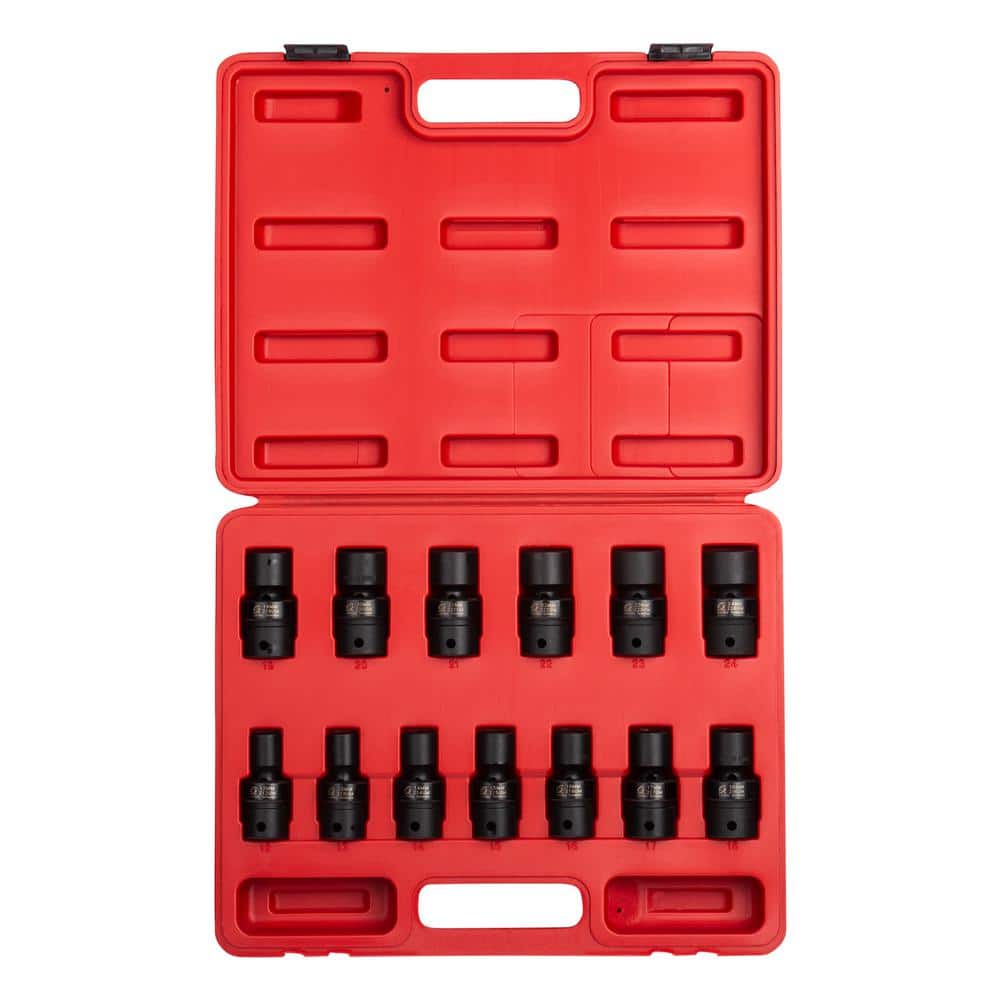 SUNEX TOOLS 1/2 in. Drive Metric Universal Impact Socket Set (13-Piece)