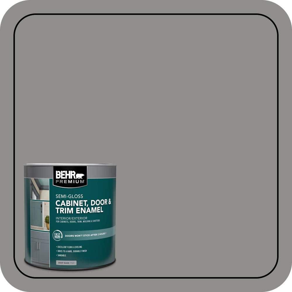 BEHR PREMIUM 1 qt. #PPU24-20 Letter Gray Semi-Gloss Enamel Interior/Exterior Cabinet, Door & Trim Paint (1)