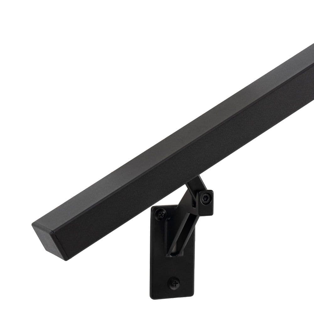 Unbranded 10 ft. Aluminum Matte Black Handrail for Cable Railing System Modern Stair Grab Bar Kit Adjustable SS304 Brackets (1)