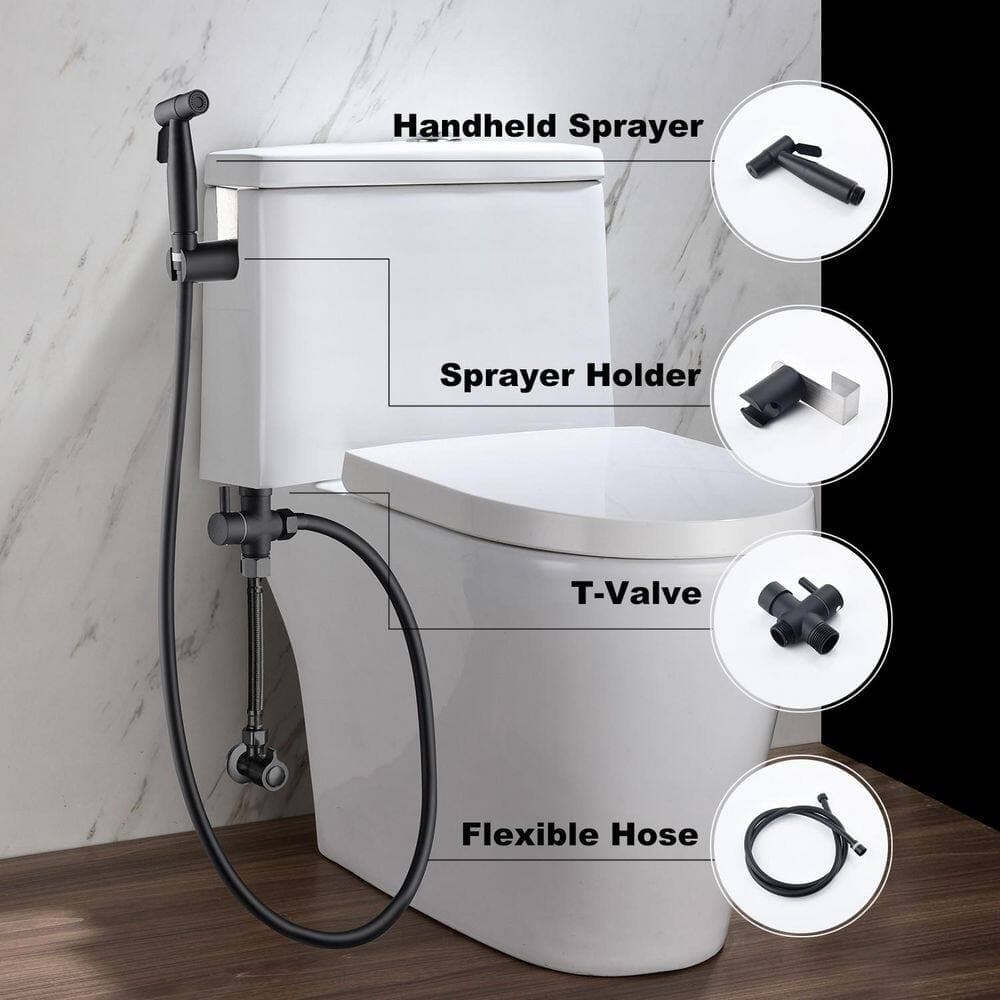 Wudkey Black Stainless Steel Handheld Bidet Sprayer Bidet Attachment with Hose for Toilet, Handheld Cloth Diaper Sprayer (3)