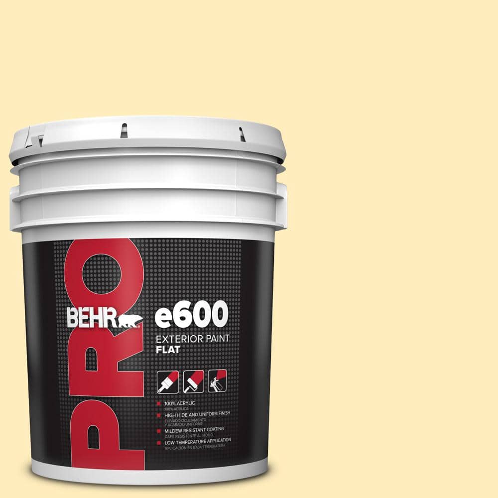 BEHR PRO 5 gal. #P290-1 Soft Buttercup Flat Exterior Paint