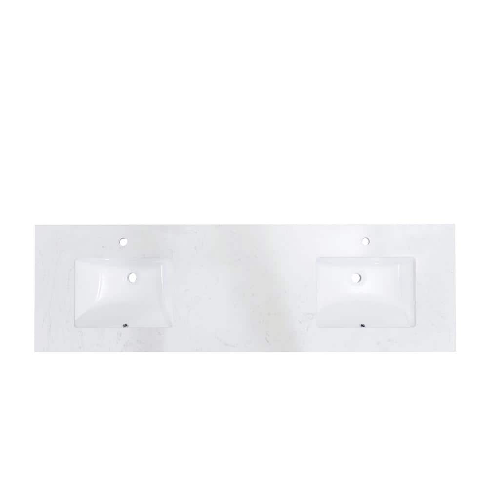 Altair 73 in. Engineered Composite Stone Double Basin Vanity Top in White with White Basins (1)