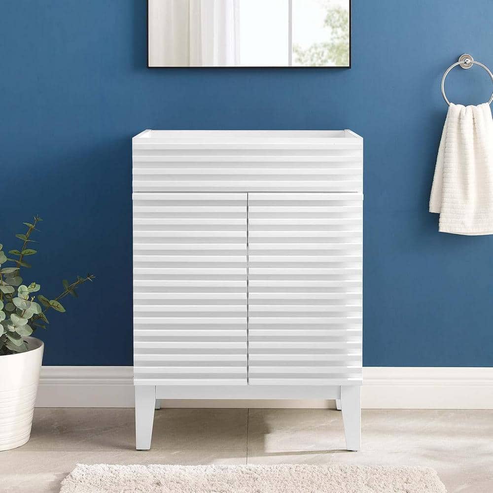 Unbranded 24 in. Modern Bath Vanity Cabinet without Top in White with 2-Doors Rectangular (2)