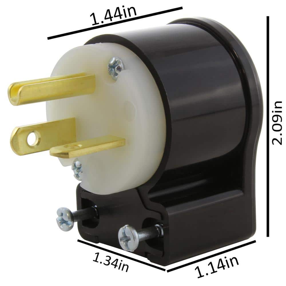 AC WORKS 20 Amp 250-Volt NEMA 6-20P 3-Prong All Angles Elbow Industrial Grade Male Plug (2)