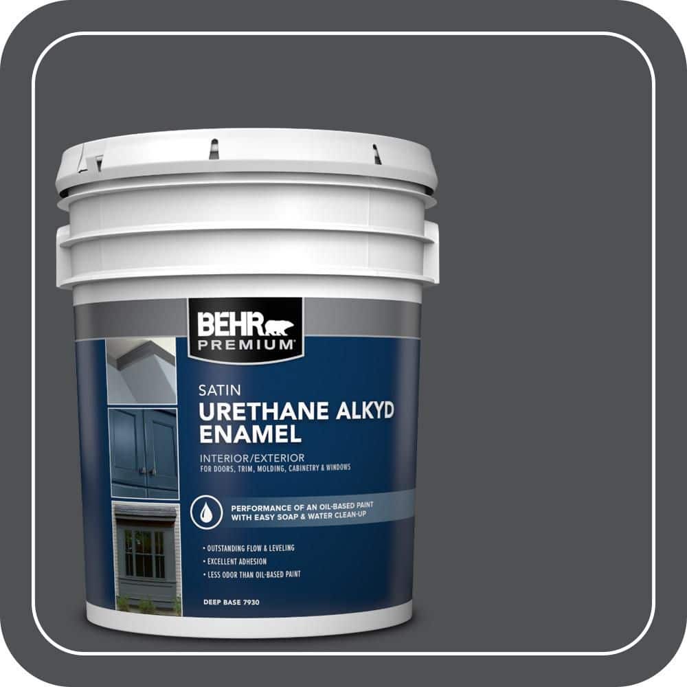 BEHR PREMIUM 5 gal. #PPU18-01 Cracked Pepper Urethane Alkyd Satin Enamel Interior/Exterior Paint