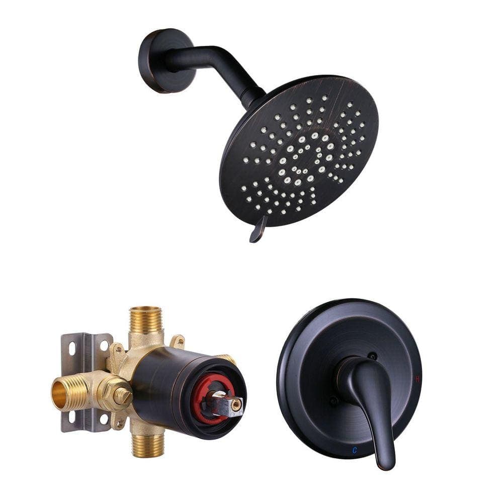 ALEASHA Wall Mounted 5-Spray Single Handle Shower Faucet 1.8 GPM with Pressure Balance Valve in Oil Rubbed Bronze (1)