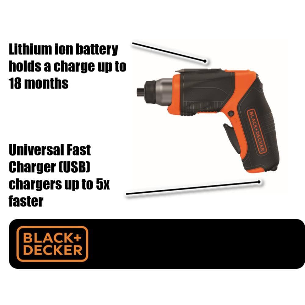 BLACK+DECKER 4V MAX Lithium-Ion Cordless Rechargeable Pivot Screwdriver with Charger and Accessories (2)