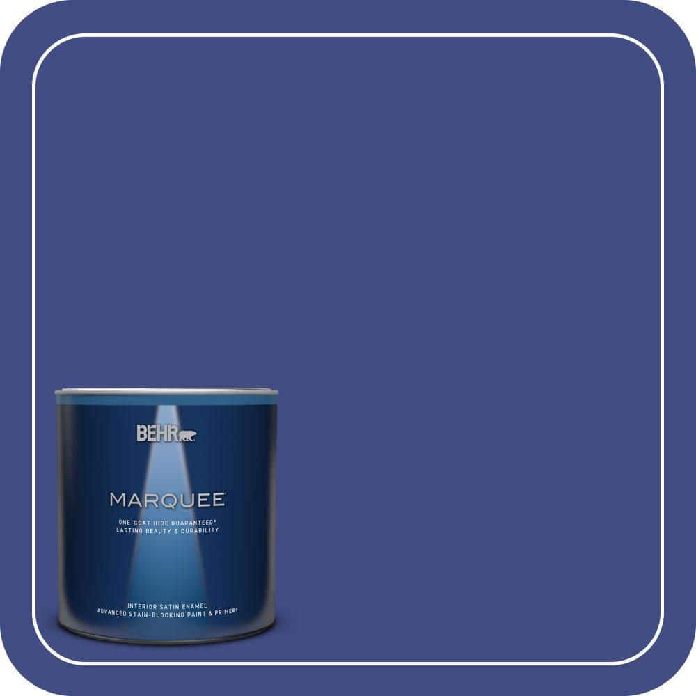 BEHR MARQUEE 1 qt. #MQ5-48 Boudoir Blue One-Coat Hide Satin Enamel Interior Paint & Primer