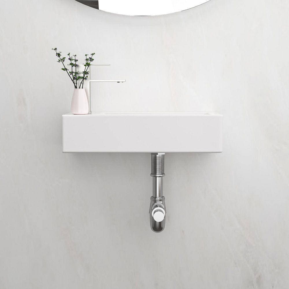 Timussi 3.54 in. Ceramic Wall-Mounted Rectangular Bathroom Sink in White (3)
