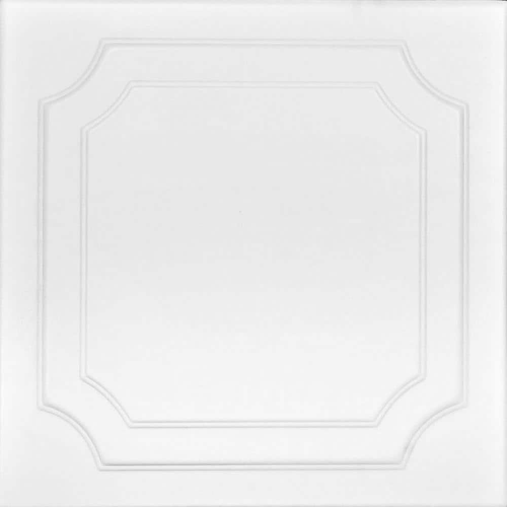 A La Maison Ceilings Virginian Plain White 1.6 ft. x 1.6 ft. Decorative Foam Glue Up Ceiling Tile (259.2 sq. ft./Case)