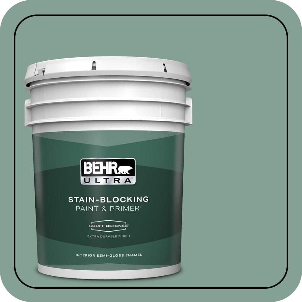 BEHR ULTRA 5 gal. #S420-4 Australian Jade Extra Durable Semi-Gloss Enamel Interior Paint & Primer
