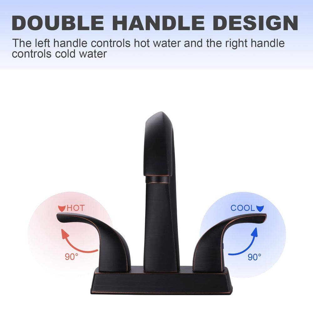 AVITAS 4 in. Centerset Double Handle High Arc Bathroom Faucet with Pop Up Drain Kit Included in Spot Resist Oil Rubbed Bronze (3)